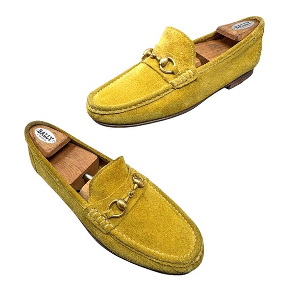 Retro Charles Jourdan Monseiur Galliano Yellow Suede Horsebit Loafers - Picture 10 of 10